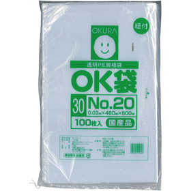 OK袋 0.03mm 紐付 20号 460×600mm 1袋(100枚入) Y007245