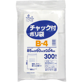 チャック付ポリ袋 B-4 85×60mm 1袋(300枚入) Y007326