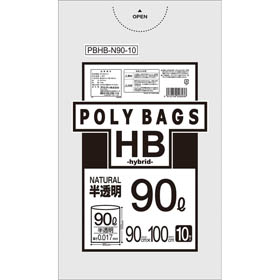 ポリバッグHB 90L 半透明 900×1000mm 1冊(10枚入) Y014003