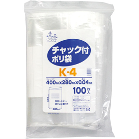 チャック付ポリ袋 K-4 400×280mm 1袋(100枚入) Y007335